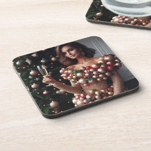 kerstglamour bier onderzetter (Linkerzijde)