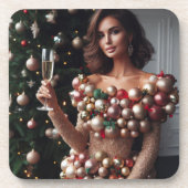 kerstglamour bier onderzetter (Voorkant)