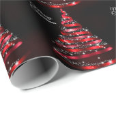 Kerstglanzende rode lintboom Sparkle Black Cadeaupapier (Rol Hoek)
