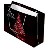 Kerstglanzende rode lintboom Sparkle Black Groot Cadeauzakje (Voorkant Gekanteld)