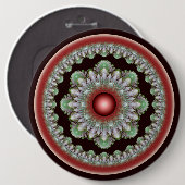 kerstglanzende versiering ronde button 6,0 cm (Voorkant /achterkant)