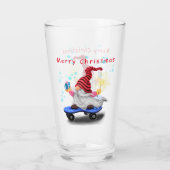 Kerstglas Gift Skater Gnome met cadeaus Glas (Achterkant)