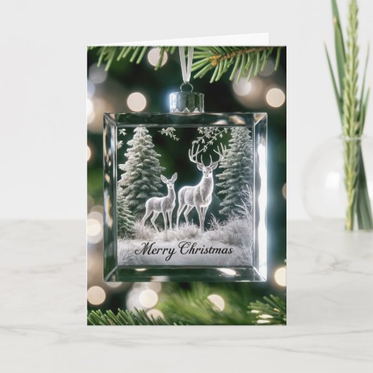Kerstglas Herten Ornament Feestdagen Kaart (Voorkant)