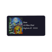 kerstGlas in lood Waterverf Etiket (Voorkant)