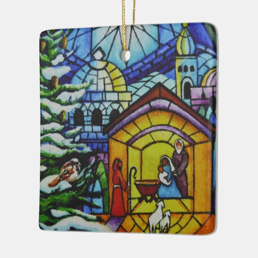 kerstGlas in lood Waterverf Keramisch Ornament (Links)