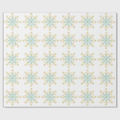 Kerstglas Sneeuwvlokken Goud Turquoise Inpakpapier (Vlak)