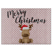 Kerstglas snijplank rendier polka dot P (Voorkant)