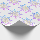 kerstglas Snowflakes Gold Pink Blue Cadeaupapier (Hoek)