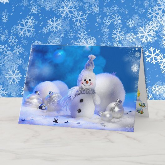 Kerstglimlachend Snowman Blue en White Feestdagen Kaart