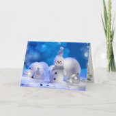 Kerstglimlachend Snowman Blue en White Feestdagen Kaart (Voorkant)