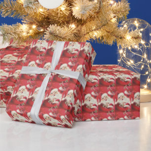 kerstglimlachende kerstman met snoepsnoeren cadeaupapier