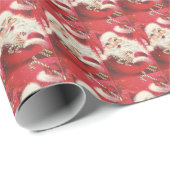 kerstglimlachende kerstman met snoepsnoeren cadeaupapier (Rol Hoek)