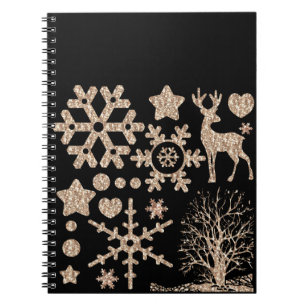 Kerstglitter shinesequine-elementen sterrenhart notitieboek