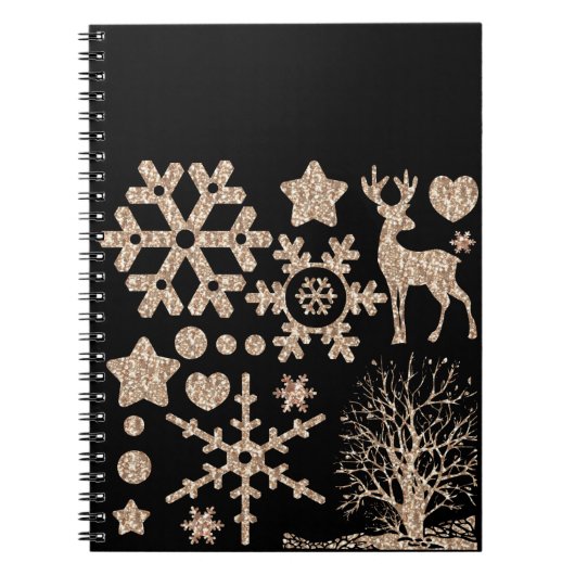 Kerstglitter shinesequine-elementen sterrenhart notitieboek (Voorkant)