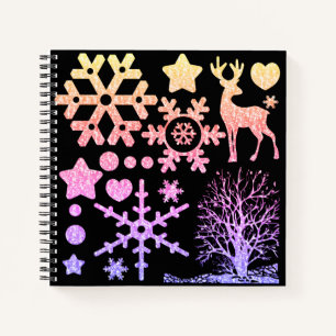 Kerstglitter shinesequine-elementen sterrenhart notitieboek