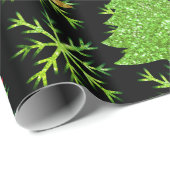 kerstglitterbomen en gouden sneeuwvlokken cadeaupapier (Rol Hoek)