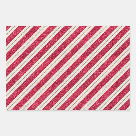 kerstglitterstrips en pooldots set van 3 inpakpapier vel (Voorkant)