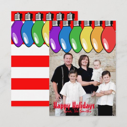 Kerstgloeilamp Fotokaart Kaart (Voorkant / Achterkant)