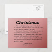 Kerstglorie voor God 1 Timothy 1-15 Feestdagenkaart (Voorkant / Achterkant)