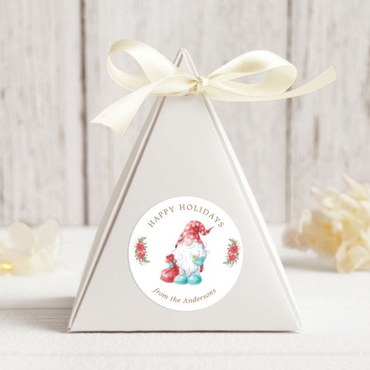 Kerstgnome Prettige feestdagen Ronde Sticker