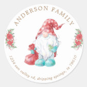 Kerstgnome Prettige feestdagen Ronde Sticker (Voorkant)