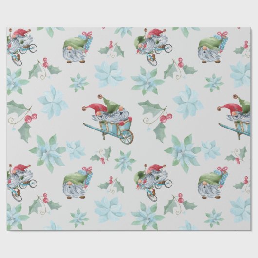 Kerstgnomen bij het spelen cadeaupapier (Vlak)