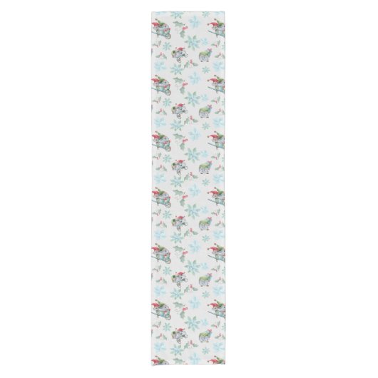 Kerstgnomen bij het spelen korte tafelloper (Voorkant)