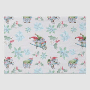 Kerstgnomen bij het spelen tissuepapier