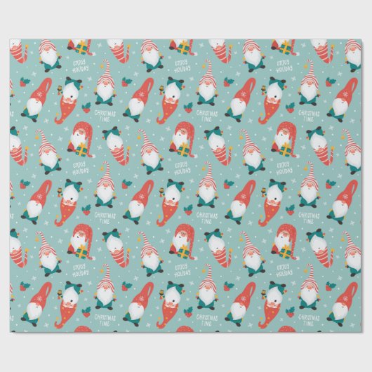 Kerstgnomen Cadeaupapier (Vlak)