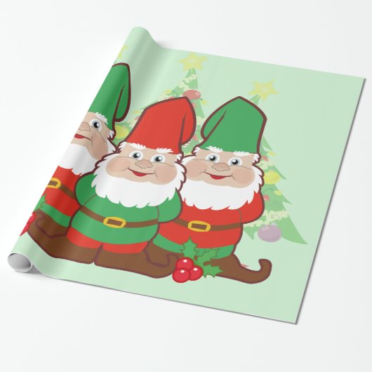 Kerstgnomen Cadeaupapier (Uitgerold)