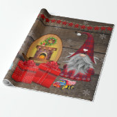 kerstgnomen Cadeaus Rustic Wood Cadeaupapier (Uitgerold)