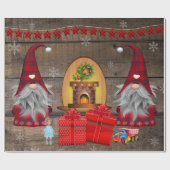 kerstgnomen Cadeaus Rustic Wood Wrapping Pap Cadeaupapier (Vlak)