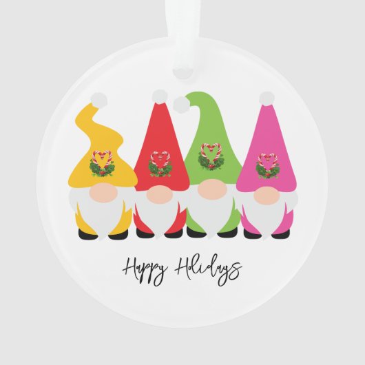 Kerstgnomen Checker Prettige feestdagen Naam Jaar Ornament (achterkant)