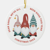 Kerstgnomen Cute Funny Holiday Keramisch Ornament (Voorkant)
