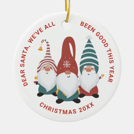 Kerstgnomen Cute Funny Holiday Keramisch Ornament (Voorkant)