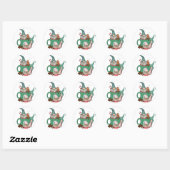 Kerstgnomen en cacao ronde sticker (Vel)