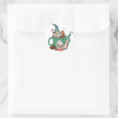 Kerstgnomen en cacao ronde sticker (Tas)