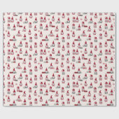 Kerstgnomen en Gifts Rustic Land Cadeaupapier (Vlak)