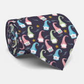 Kerstgnomen en gouden sterren stropdas (Opgerold)