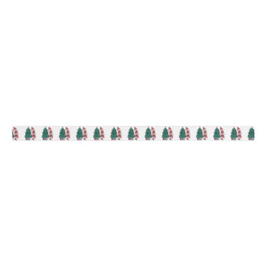 Kerstgnomen en kerstbomen grosgrain lint (Voorkant)