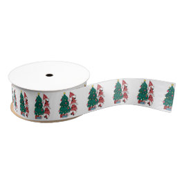 Kerstgnomen en kerstbomen grosgrain lint