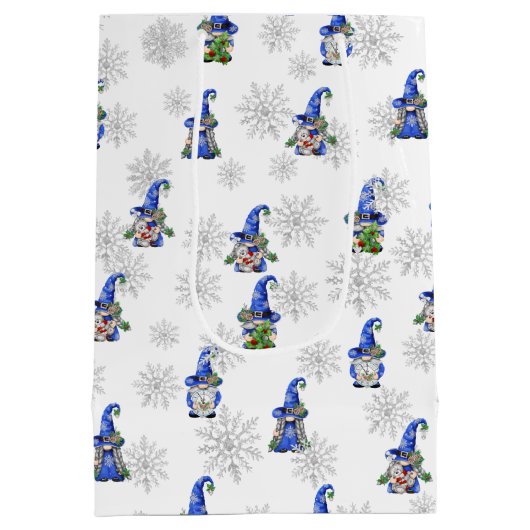 kerstgnomen en Snowflakes Medium Cadeauzakje (Achterkant)