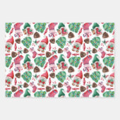 kerstgnomen en symbolen inpakpapier vel (Voorkant)