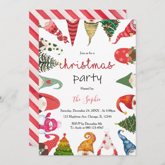 Kerstgnomen Familie Snowman Chrismas Kaart (Voorkant / Achterkant)