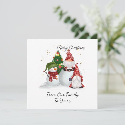 Kerstgnomen Feestdagenkaart (Staand voorkant)