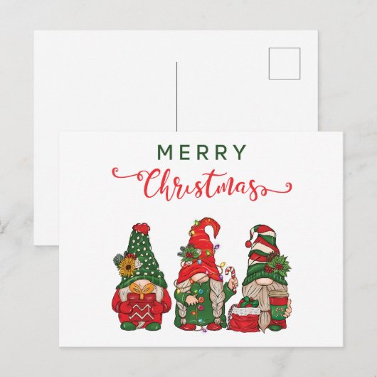 Kerstgnomen Feestdagenkaart (Voorkant / Achterkant)