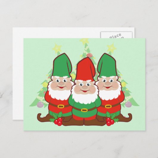 Kerstgnomen Feestdagenkaart (Voorkant / Achterkant)