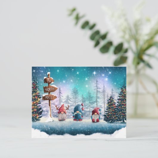 Kerstgnomen Feestdagenkaart (Staand voorkant)