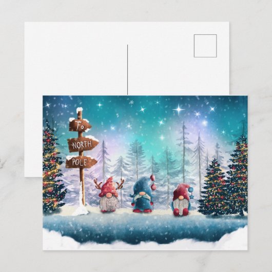 Kerstgnomen Feestdagenkaart (Voorkant / Achterkant)