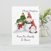 Kerstgnomen Feestdagenkaart (Staand voorkant)